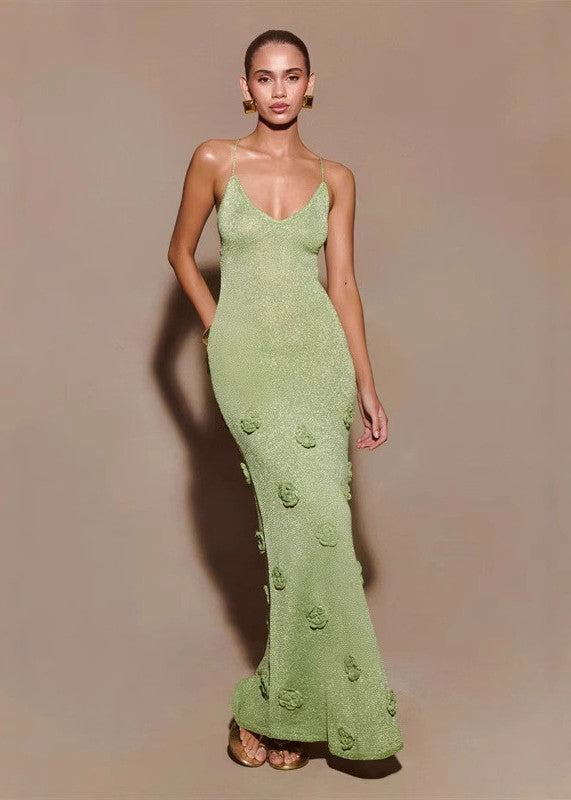 Fiona | Festliches Damenkleid Mit Blumendetail In Grün Für Hochzeitsgäste 3