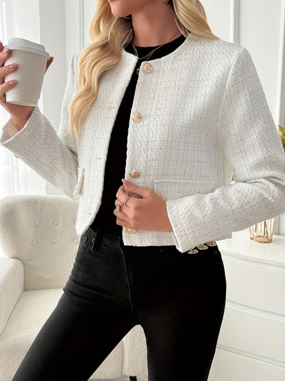 Max | Damen Tweed Blazer mit Knöpfen Hause Lune
