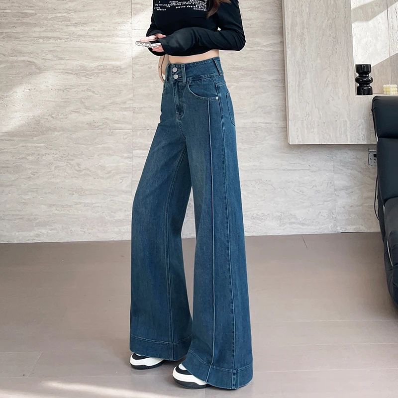 Damen Stretch-Jeans mit weitem Bein Hause Lune