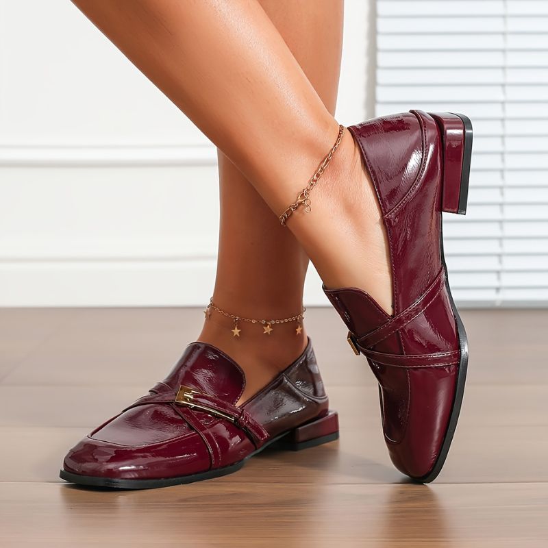 Noah | Damen Glänzende Slip-On Loafer Hause Lune
