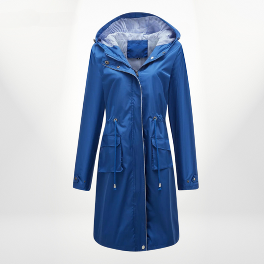 Damen Trenchcoat mit Kapuze Lang Hause Lune