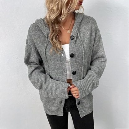 Julie | Damen Gestrickt Warme Strickjacke | Knopf Daunen Hause Lune