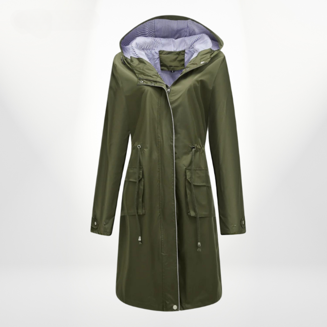 Damen Trenchcoat mit Kapuze Lang Hause Lune