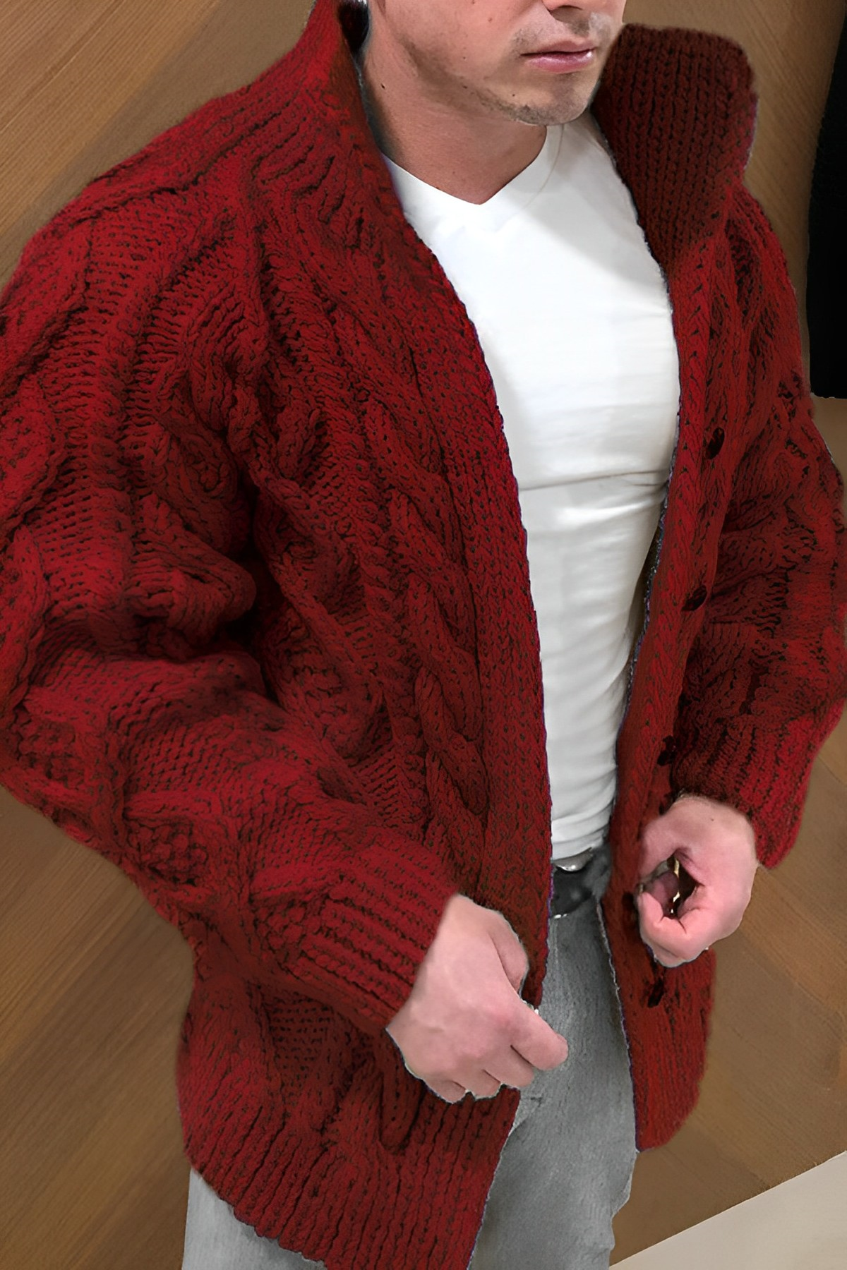 Warme Strickjacke mit Zopfmuster Hause Lune