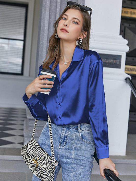 Esthere | Elegante Damenbluse aus Satin mit Knopfverschluss für Festliche Anlässe 2
