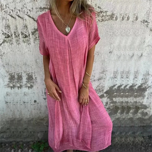 Leni | Damenkleid Mit V-Ausschnitt Und Praktischen Seitentaschen 1