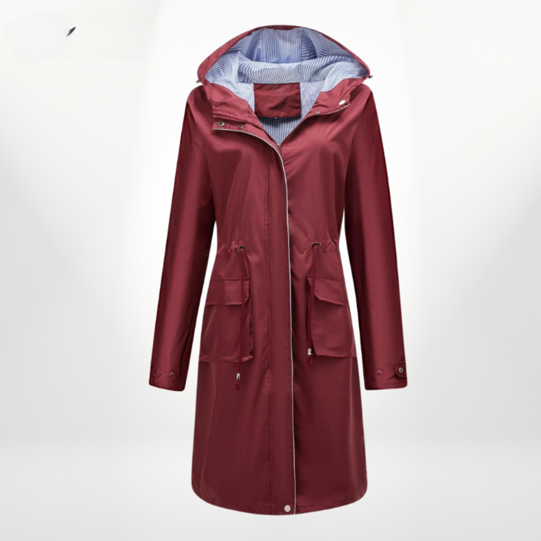Damen Trenchcoat mit Kapuze Lang Hause Lune