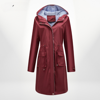 Damen Trenchcoat mit Kapuze Lang Hause Lune