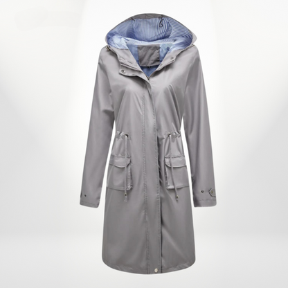 Damen Trenchcoat mit Kapuze Lang Hause Lune