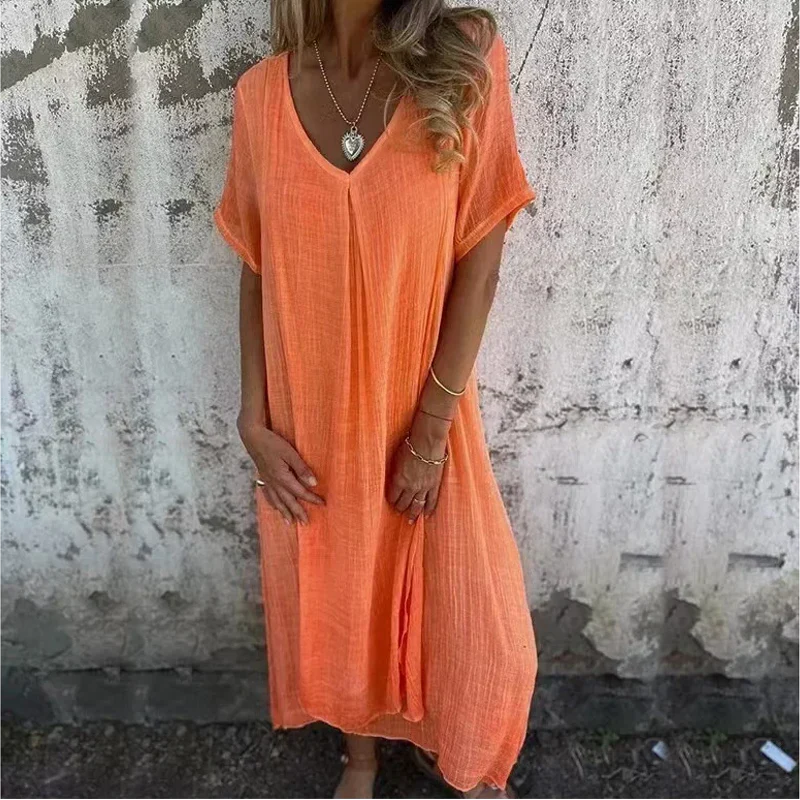 Leni | Damenkleid Mit V-Ausschnitt Und Praktischen Seitentaschen 3
