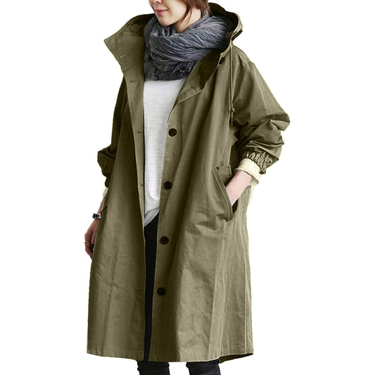 ADALEE Damen Regenjacke - Wasserfest, Elegante Lange Schnitt 0