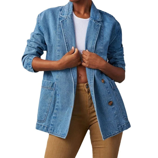 Abegonda Denim Blazer für Damen – Zeitloses Design, Vielseitig 0