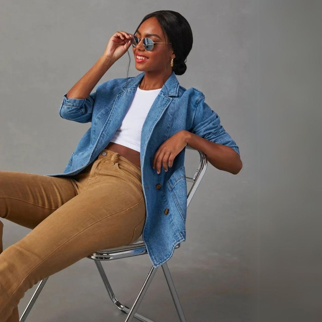 Abegonda Denim Blazer für Damen – Zeitloses Design, Vielseitig 3