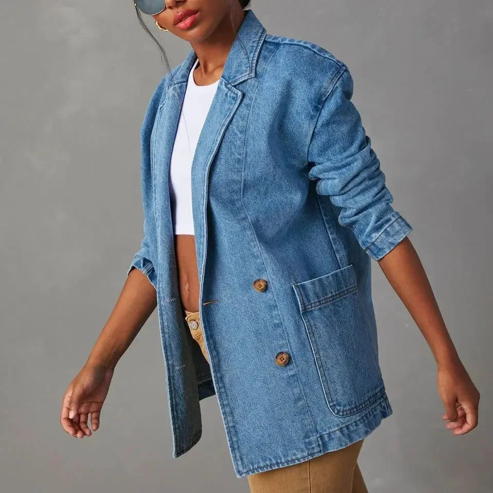 Abegonda Denim Blazer für Damen – Zeitloses Design, Vielseitig 4