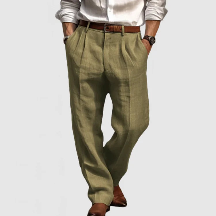 Adriano | Rechte Freizeitpantalon Für Herren Aus Baumwolle Und Leinen 2