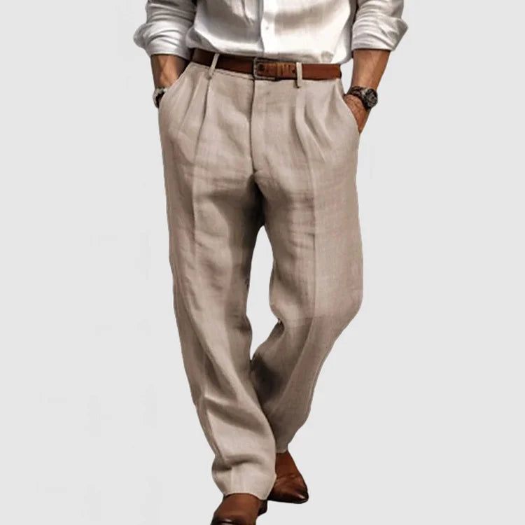 Adriano | Rechte Freizeitpantalon Für Herren Aus Baumwolle Und Leinen 4