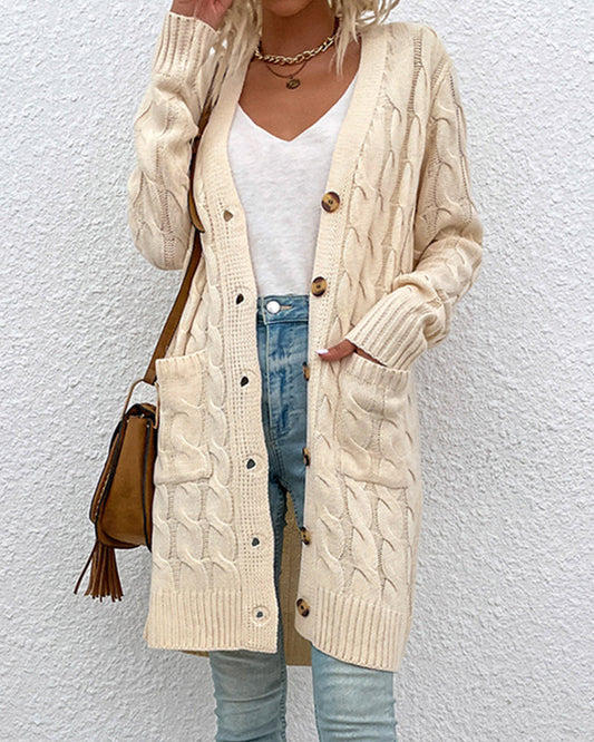 Aelgonda Damen Strickjacke – Kabelstrick, Vielseitig für Lagenlook 0