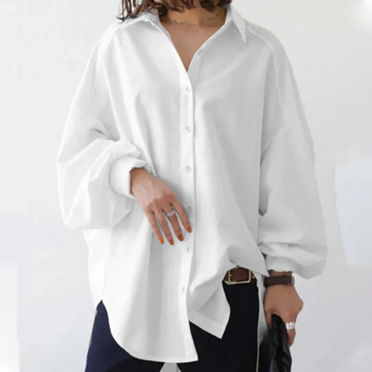 Alfreda Damen Hemd - Oversized Design, Bequeme Passform, Weiß 0