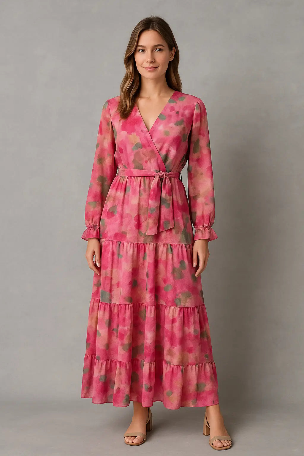Allie | Boho Maxikleid Langarm Mit Blumenmuster Für Damen 0