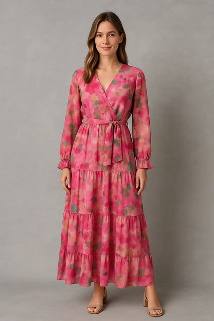 Allie | Boho Maxikleid Langarm Mit Blumenmuster Für Damen 0