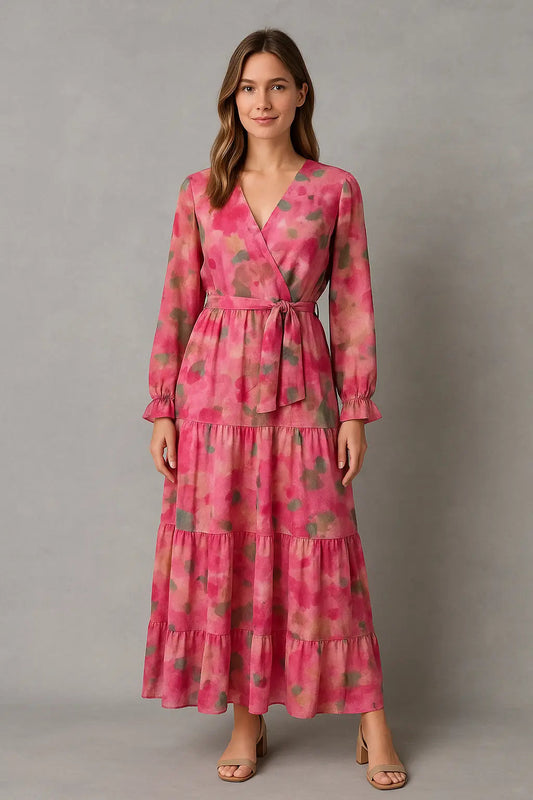 Allie | Boho Maxikleid Langarm Mit Blumenmuster Für Damen 0