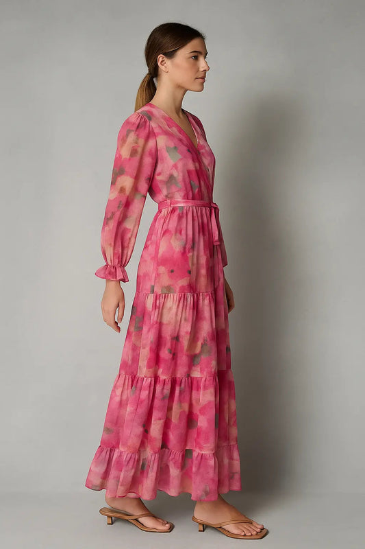 Allie | Boho Maxikleid Langarm Mit Blumenmuster Für Damen 1