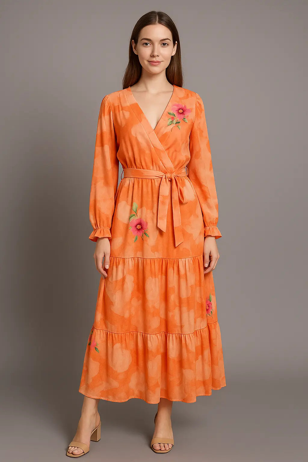 Allie | Boho Maxikleid Langarm Mit Blumenmuster Für Damen 4