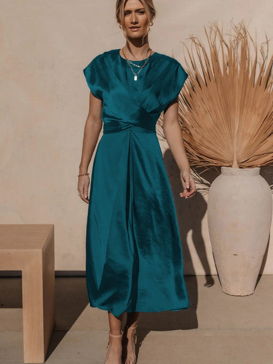 Amara | Elegantes Wickelkleid Midi für Damen im Satin-Look 1