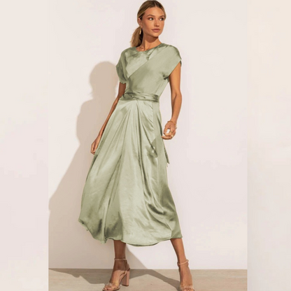 Amara | Elegantes Wickelkleid Midi für Damen im Satin-Look 2