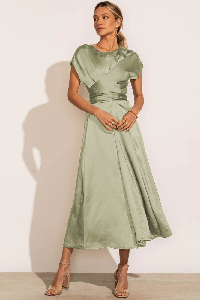 Amara | Elegantes Wickelkleid Midi für Damen im Satin-Look 3