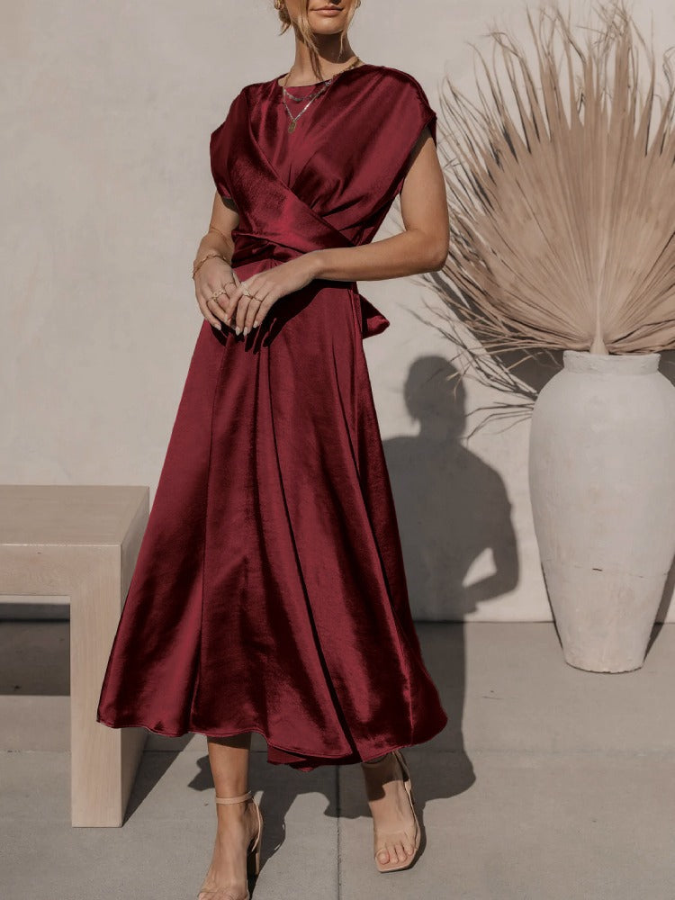 Amara | Elegantes Wickelkleid Midi für Damen im Satin-Look 6