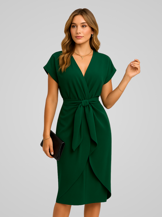 Anne | Elegantes Damenkleid Midi-Sommerkleid in Frischem Gemüseton 2