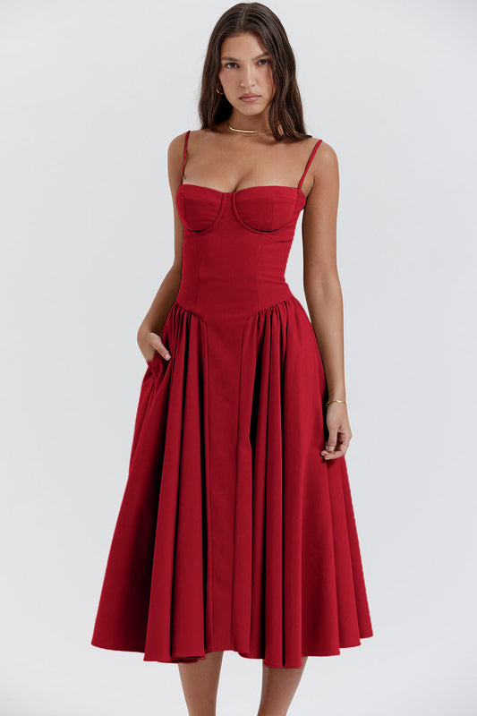 Etta | Ärmelloses Korsett Midi Kleid - Schmeichelnd & Elegant-2