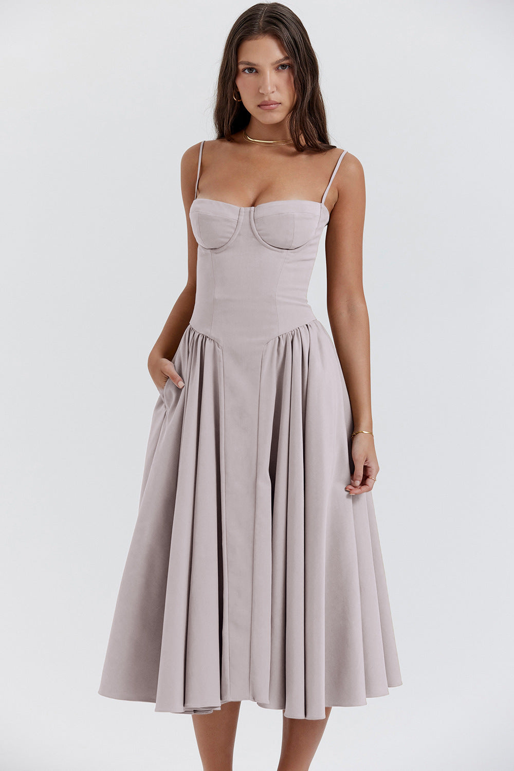 Etta | Ärmelloses Korsett Midi Kleid - Schmeichelnd & Elegant-5