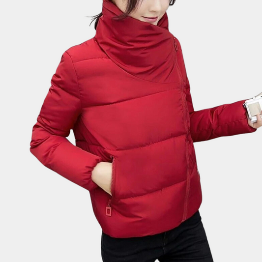 Asymmetrische Damenjacke – Leichte Polyesterfüllung, Modisch und Warm 1