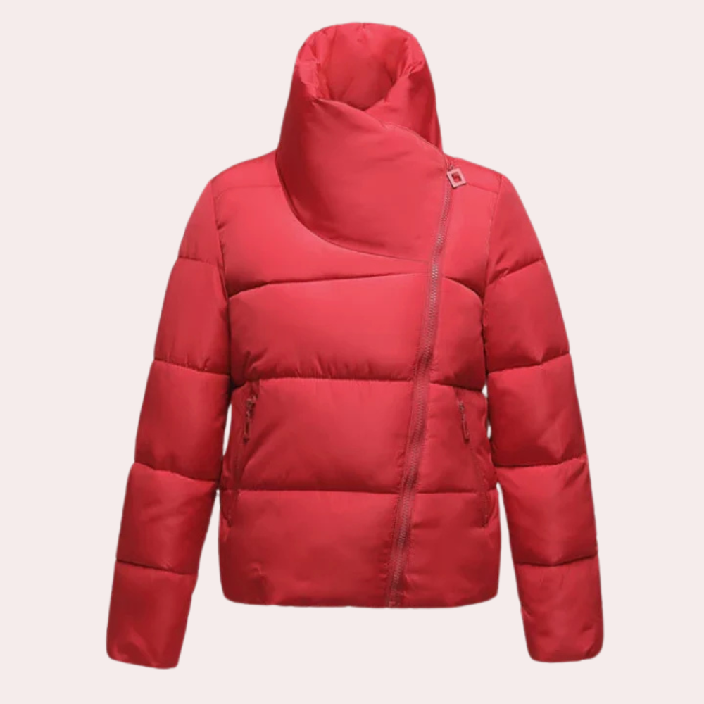 Asymmetrische Damenjacke – Leichte Polyesterfüllung, Modisch und Warm 2