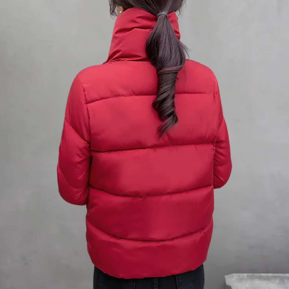 Asymmetrische Damenjacke – Leichte Polyesterfüllung, Modisch und Warm 3