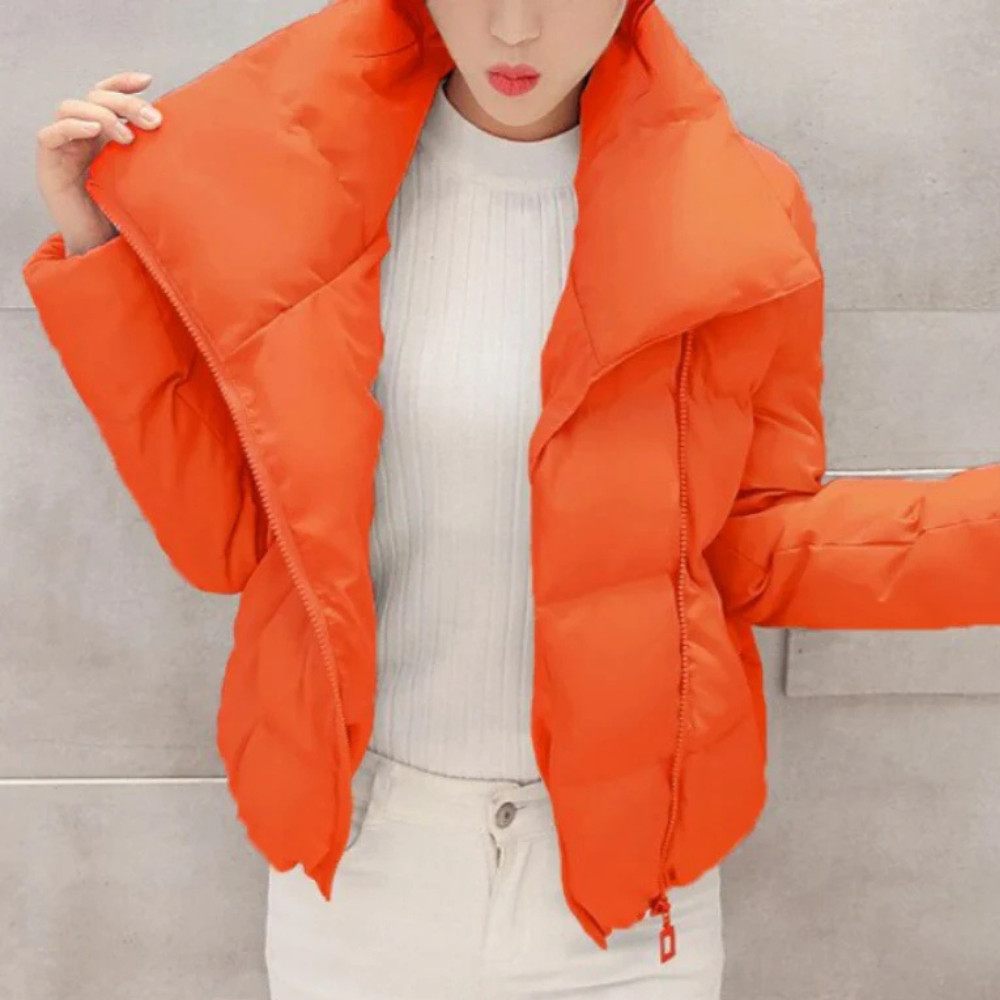 Asymmetrische Damenjacke – Leichte Polyesterfüllung, Modisch und Warm 4