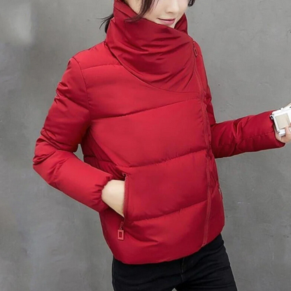 Asymmetrische Damenjacke – Leichte Polyesterfüllung, Modisch und Warm 5
