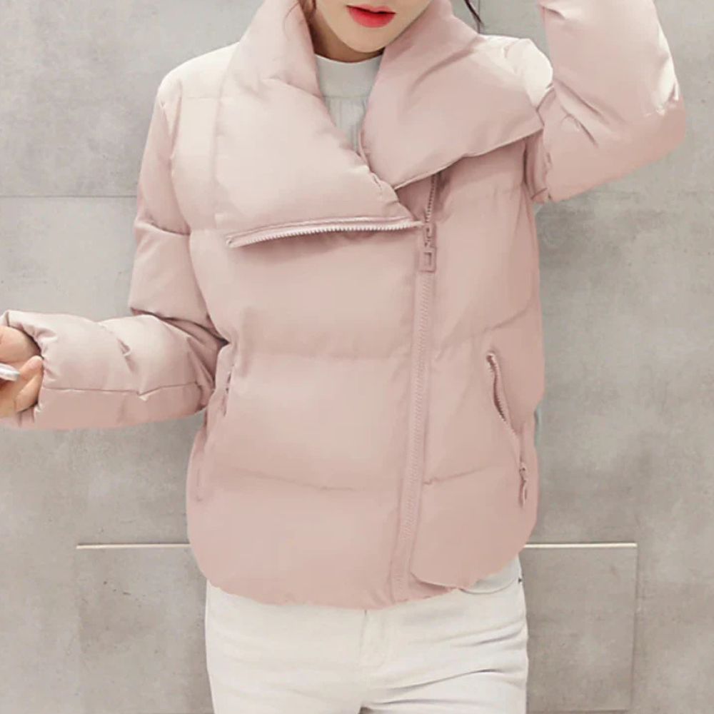 Asymmetrische Damenjacke – Leichte Polyesterfüllung, Modisch und Warm 6