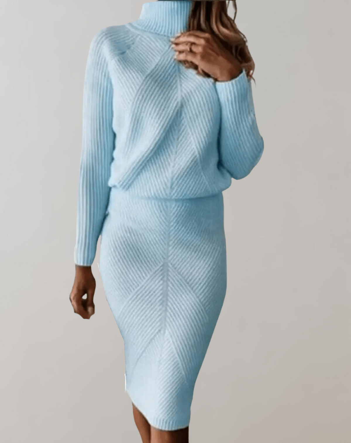 Autumn Knit Two-Piece Set With Turtleneck Sweater And Slim Skirt Hause Lune