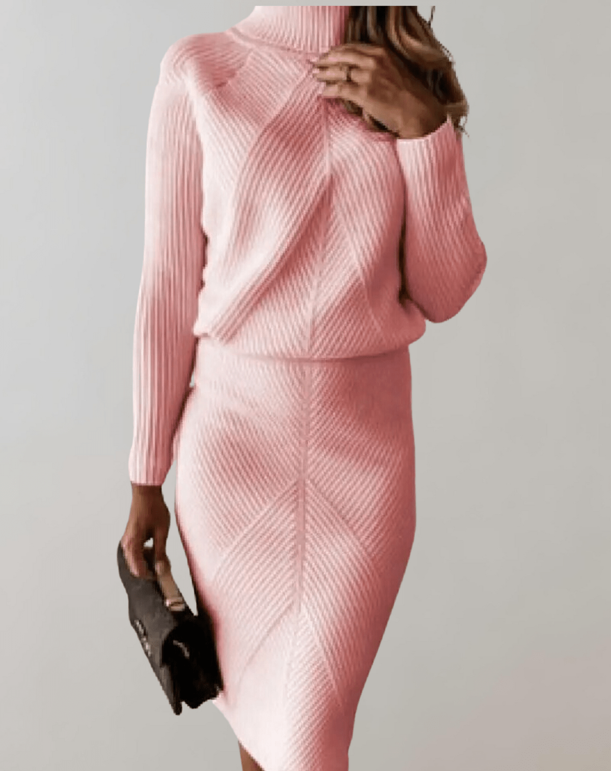 Autumn Knit Two-Piece Set With Turtleneck Sweater And Slim Skirt Hause Lune