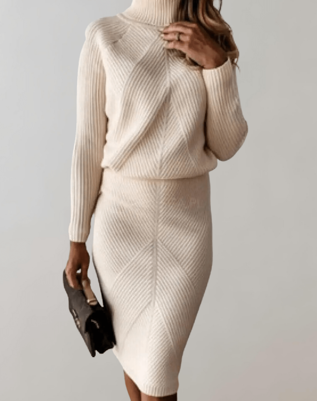 Autumn Knit Two-Piece Set With Turtleneck Sweater And Slim Skirt Hause Lune