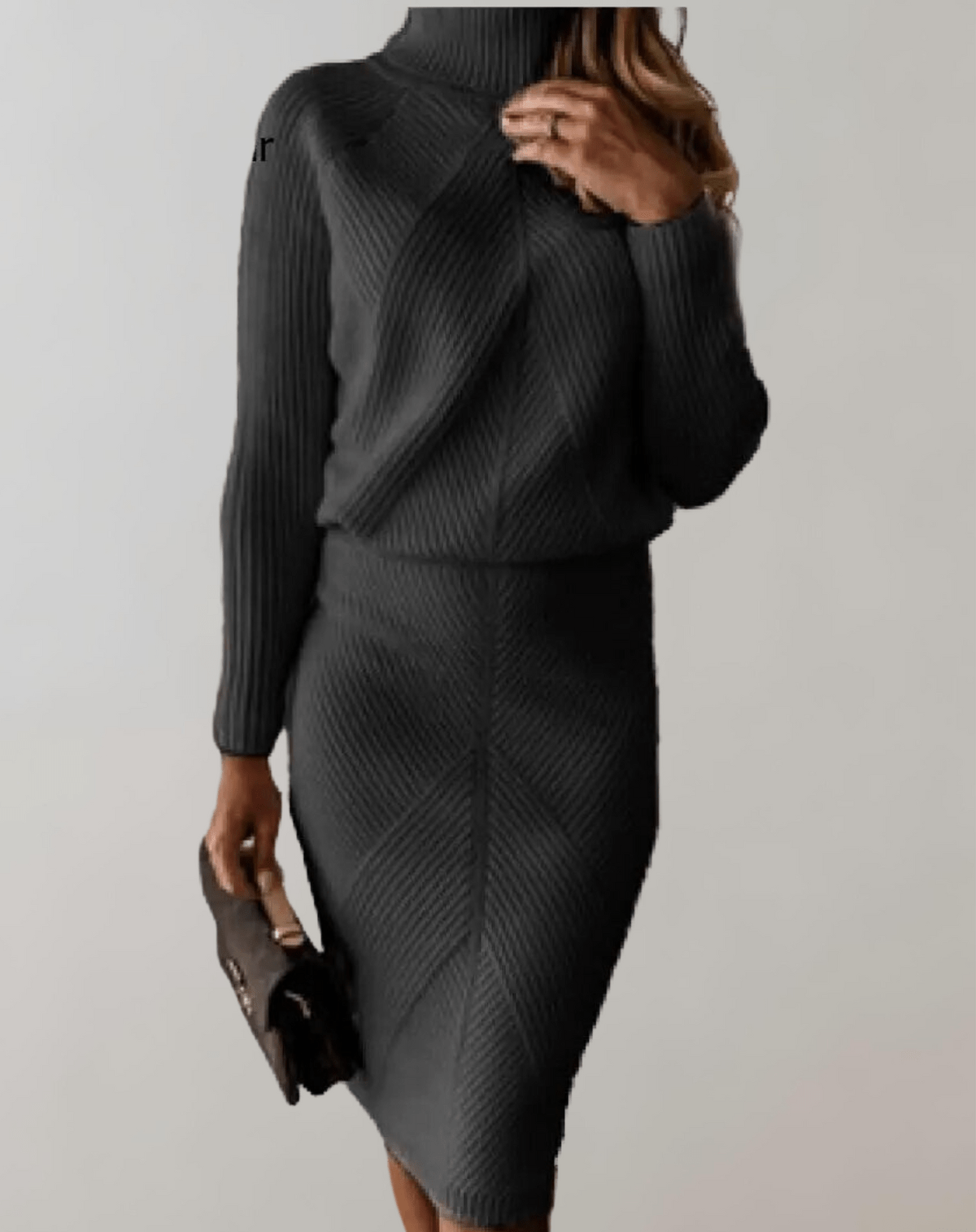 Autumn Knit Two-Piece Set With Turtleneck Sweater And Slim Skirt Hause Lune