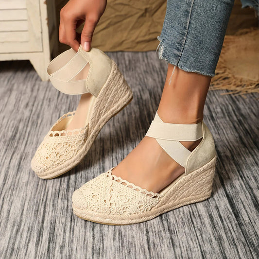BRIGID Espadrille Wedge Sandalen für Damen – Gehäkeltes Obermaterial, Komfortabel 1