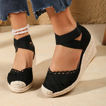 BRIGID Espadrille Wedge Sandalen für Damen – Gehäkeltes Obermaterial, Komfortabel 3