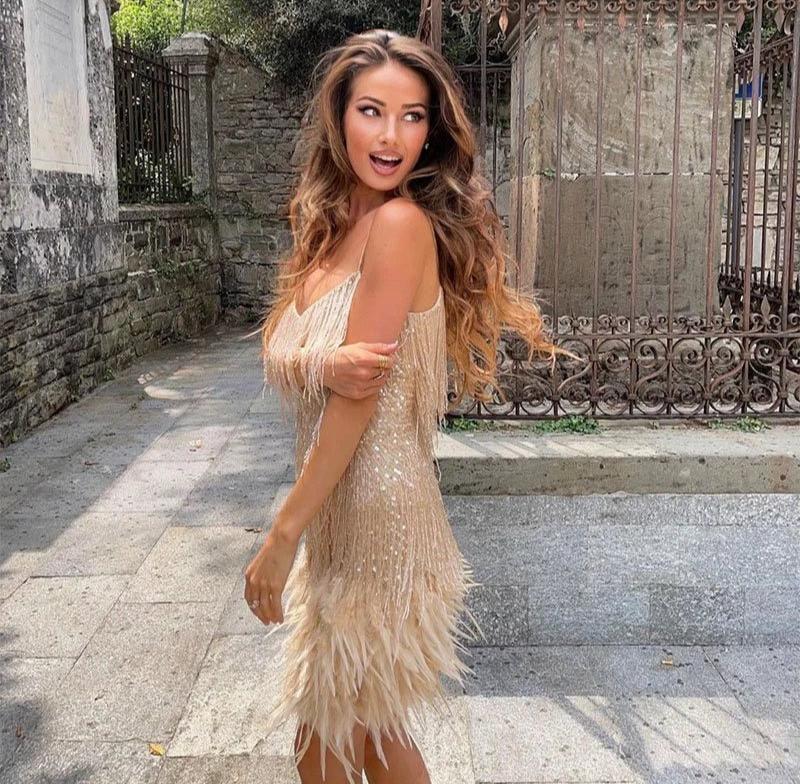 Élora | Festliches Damenkleid Mit Luxusfedern Im Mini-Design 5