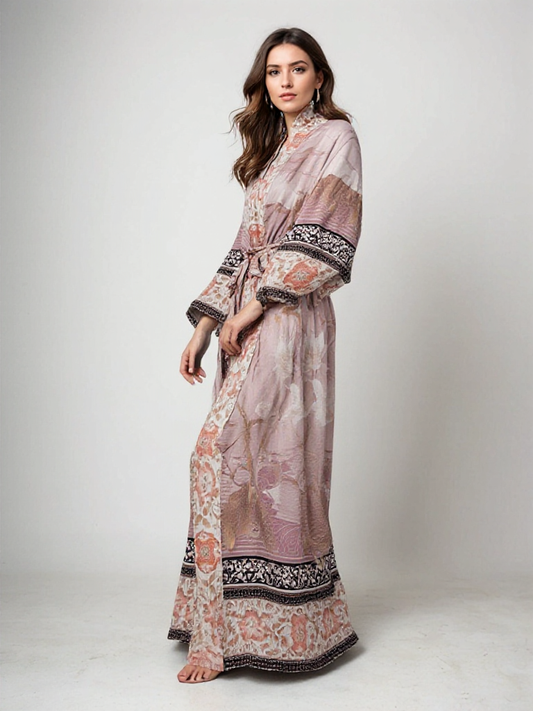 Barbara | Lange Damen Kimono mit Blumenprint 0