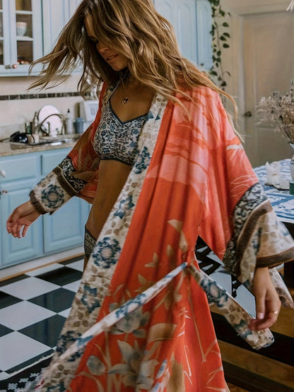 Barbara | Lange Damen Kimono mit Blumenprint 6