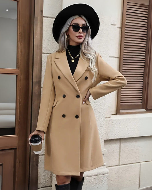 Beige Damen Trenchcoat – Klassisches Double-Breasted Design, Elegante Passform 0